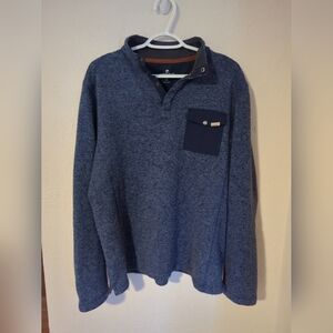 100% Polyester Woolrich Pullover Sweater Mens Large Blue 1/4 Snap Large